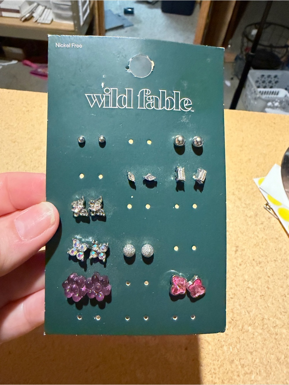 wild fable Mixed Stud Earring Set - Pink & Clear